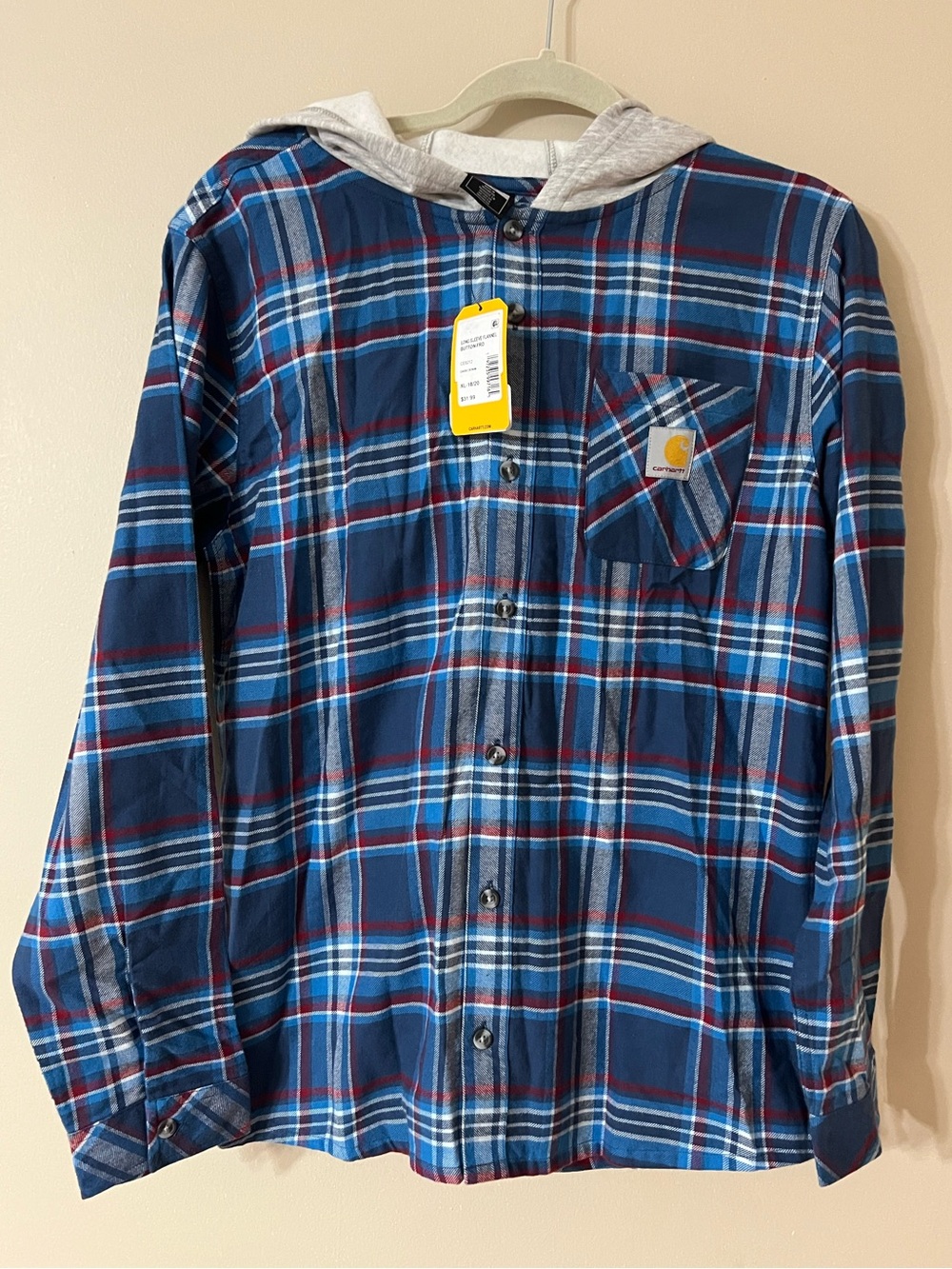Carhartt Boys' Hooded Flannel Button-Front Long Sleeve Shirt